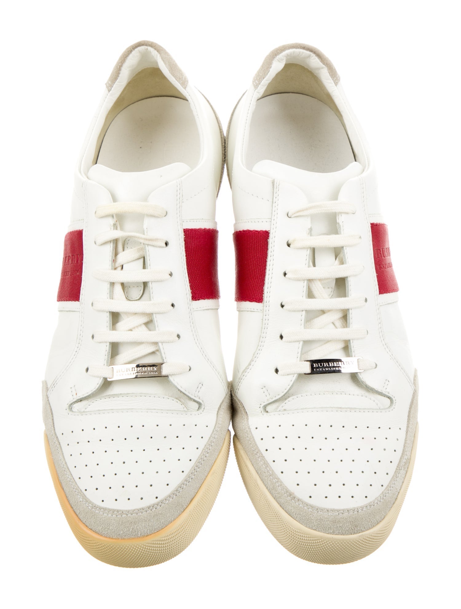 Burberry Leather Colorblock Pattern Sneakers